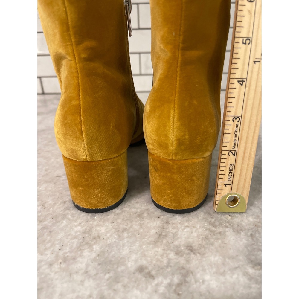 Via Spiga Ankle Boots Womens 6 Gold Velvet Square Toe Block Heel Booties - Picture 5 of 7